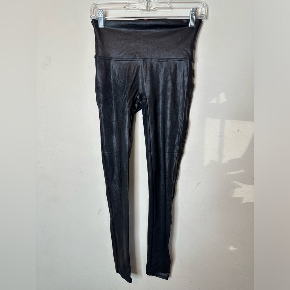 SPANX Women’s Faux Leather Leggings Black‎ Size Medium Biker Punk